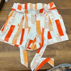 XS Cato orange tie belted shorts